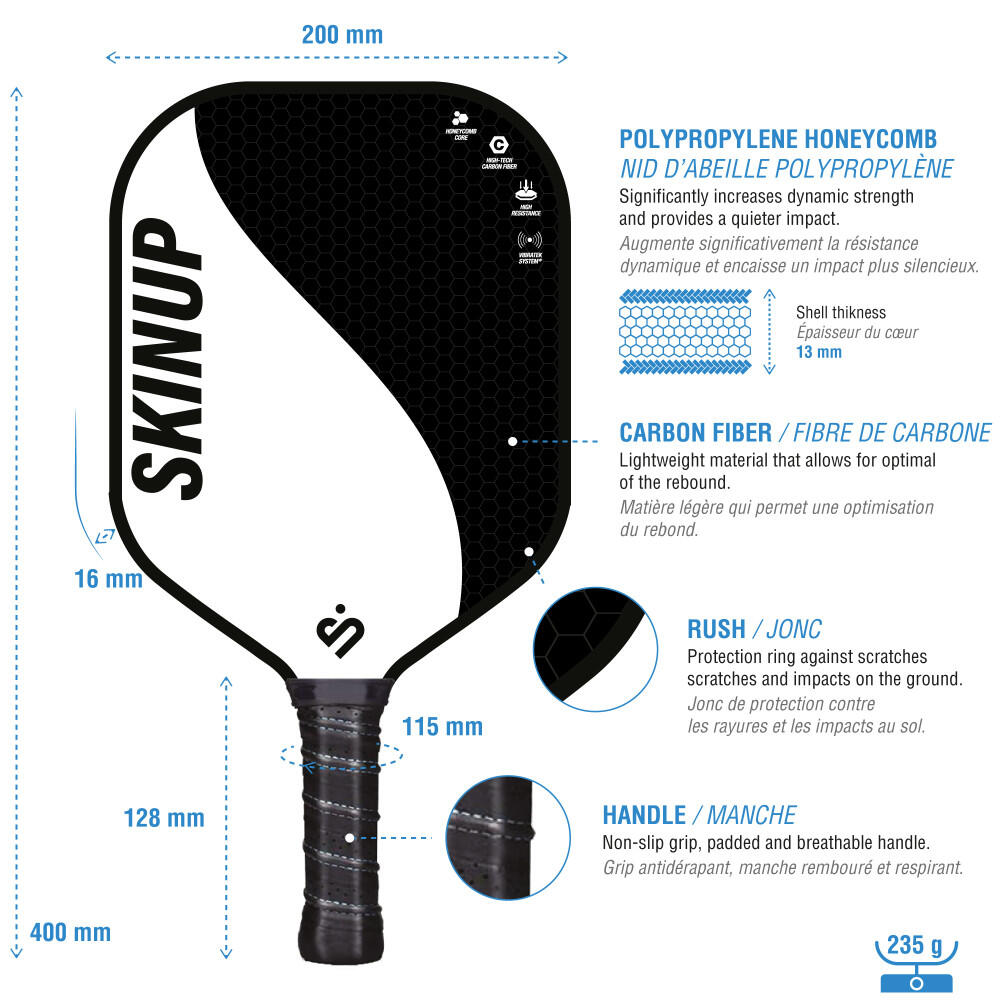 Lote 2 Pickleball Racket Yang Yang Azul/Blanco, 2 bolas y una cubierta 5/5