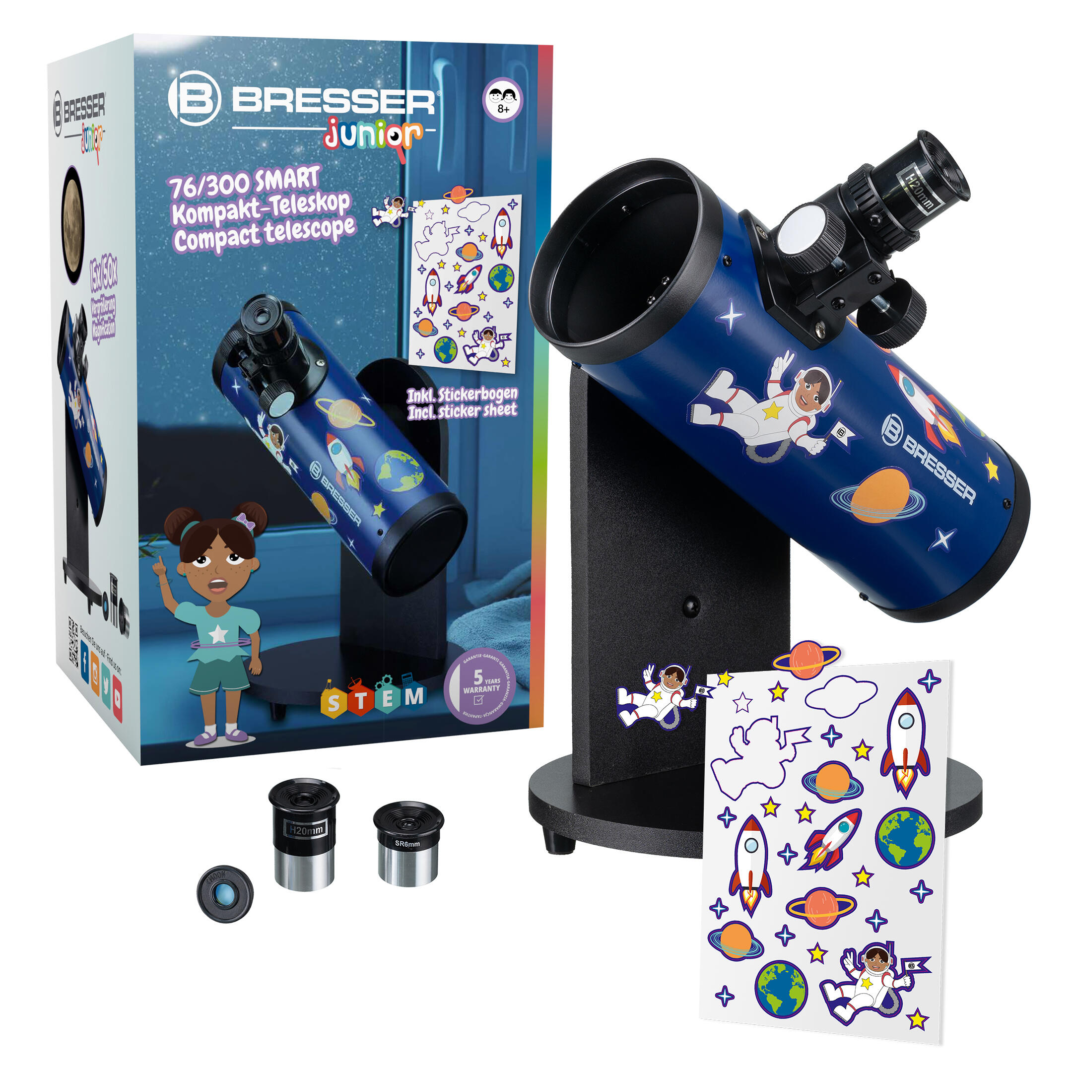 BRESSER Telescopio portatile 76/300- Iniziazione, decoratelo a vostro piacimento