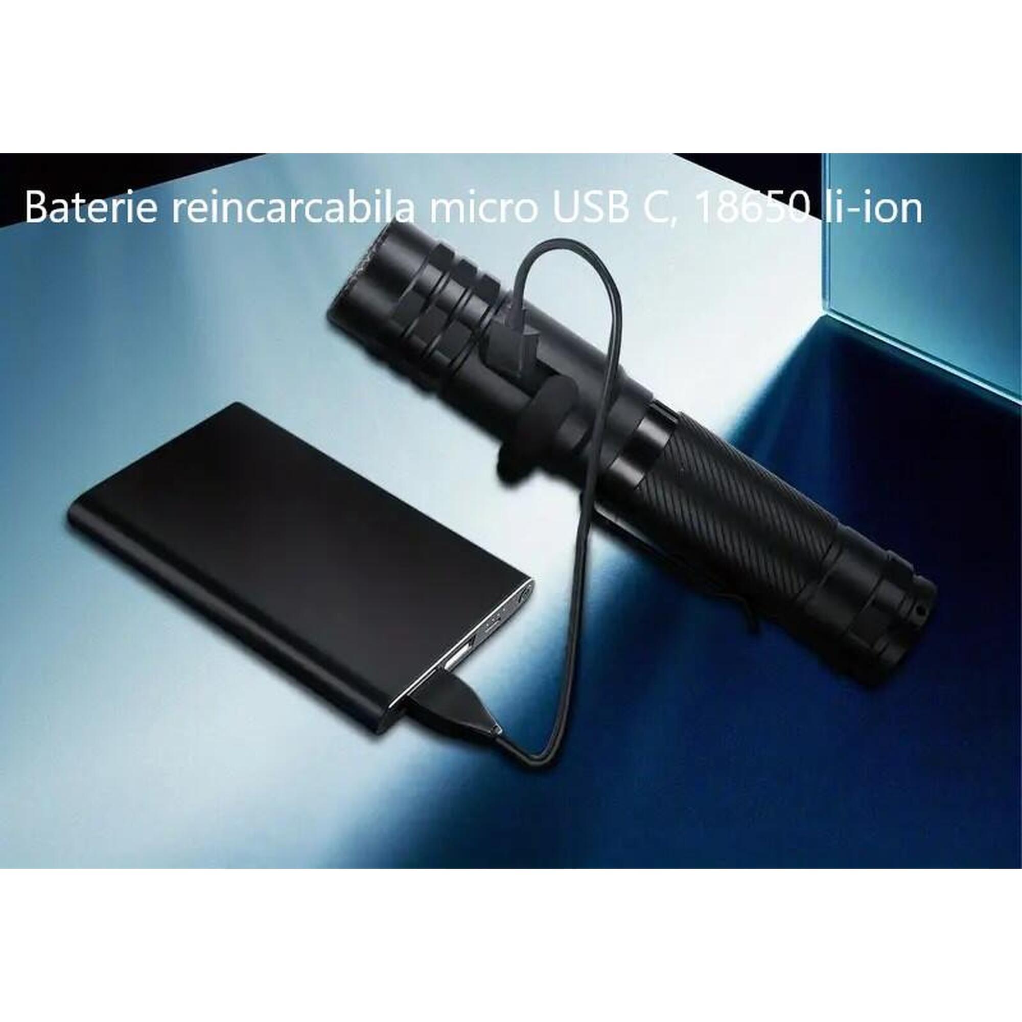 Lanterna reincarcabila Wuben L28 LED, cu acumulator inclus, 2000 lumeni
