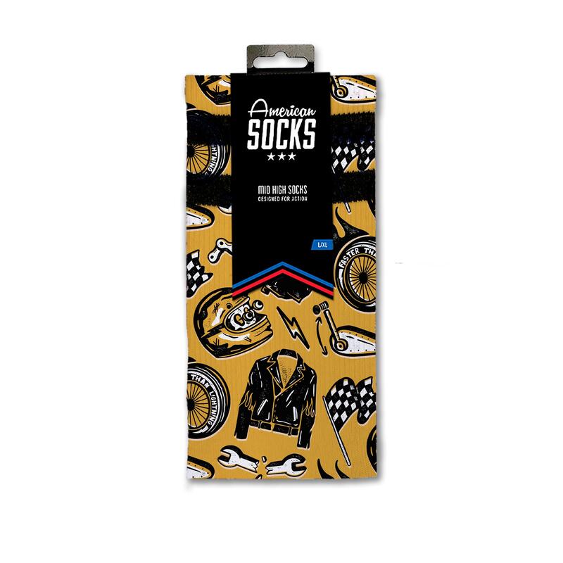 Calcetines divertidos para deporte American Socks Cafe Racer - Mid High