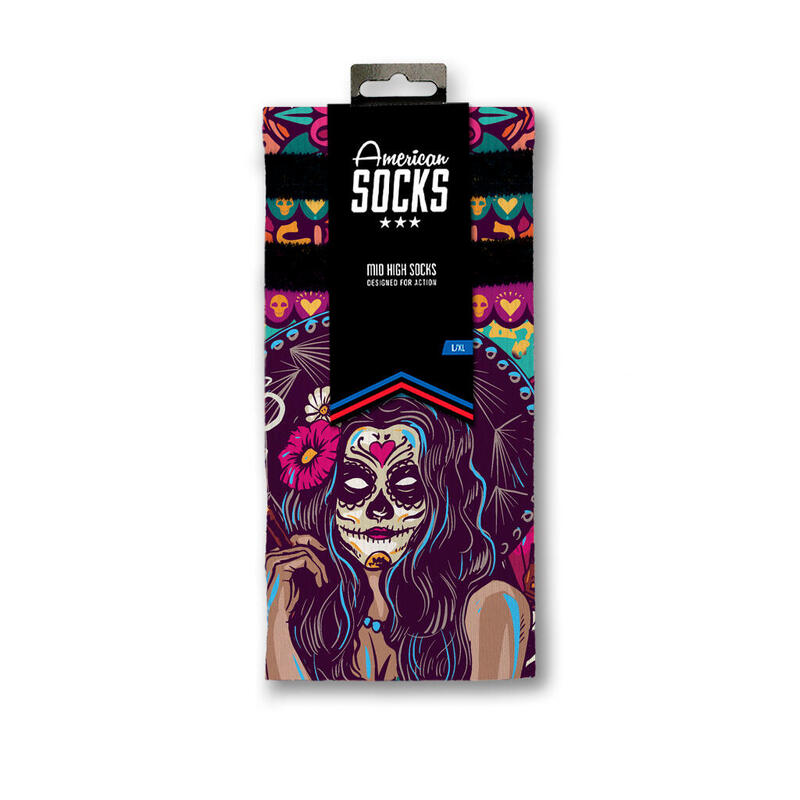 Calcetines divertidos para deporte American Socks Día de los muertos - Mid High