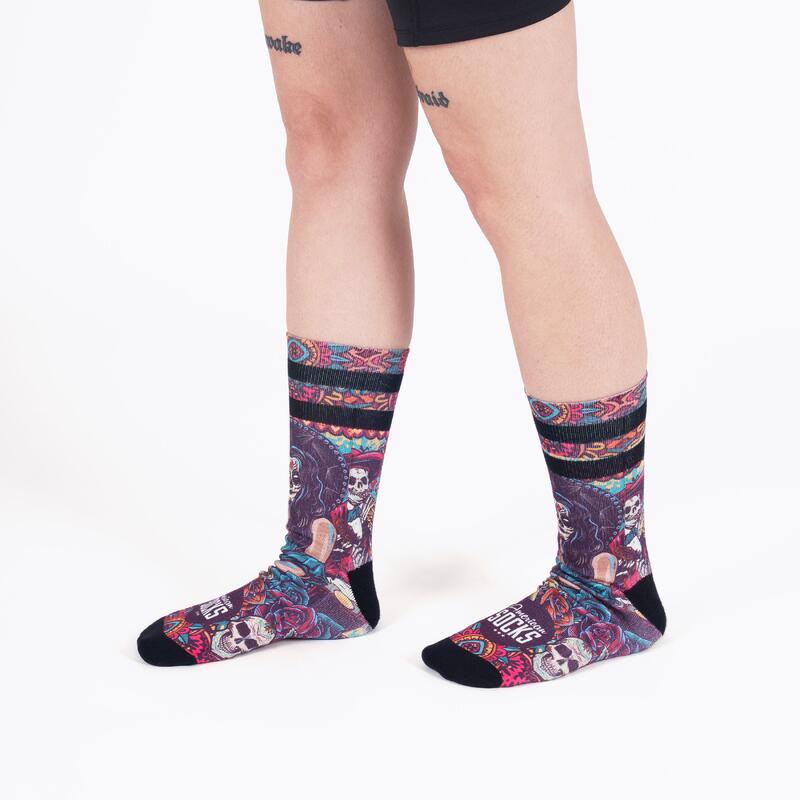 Calcetines divertidos para deporte American Socks Día de los muertos - Mid High