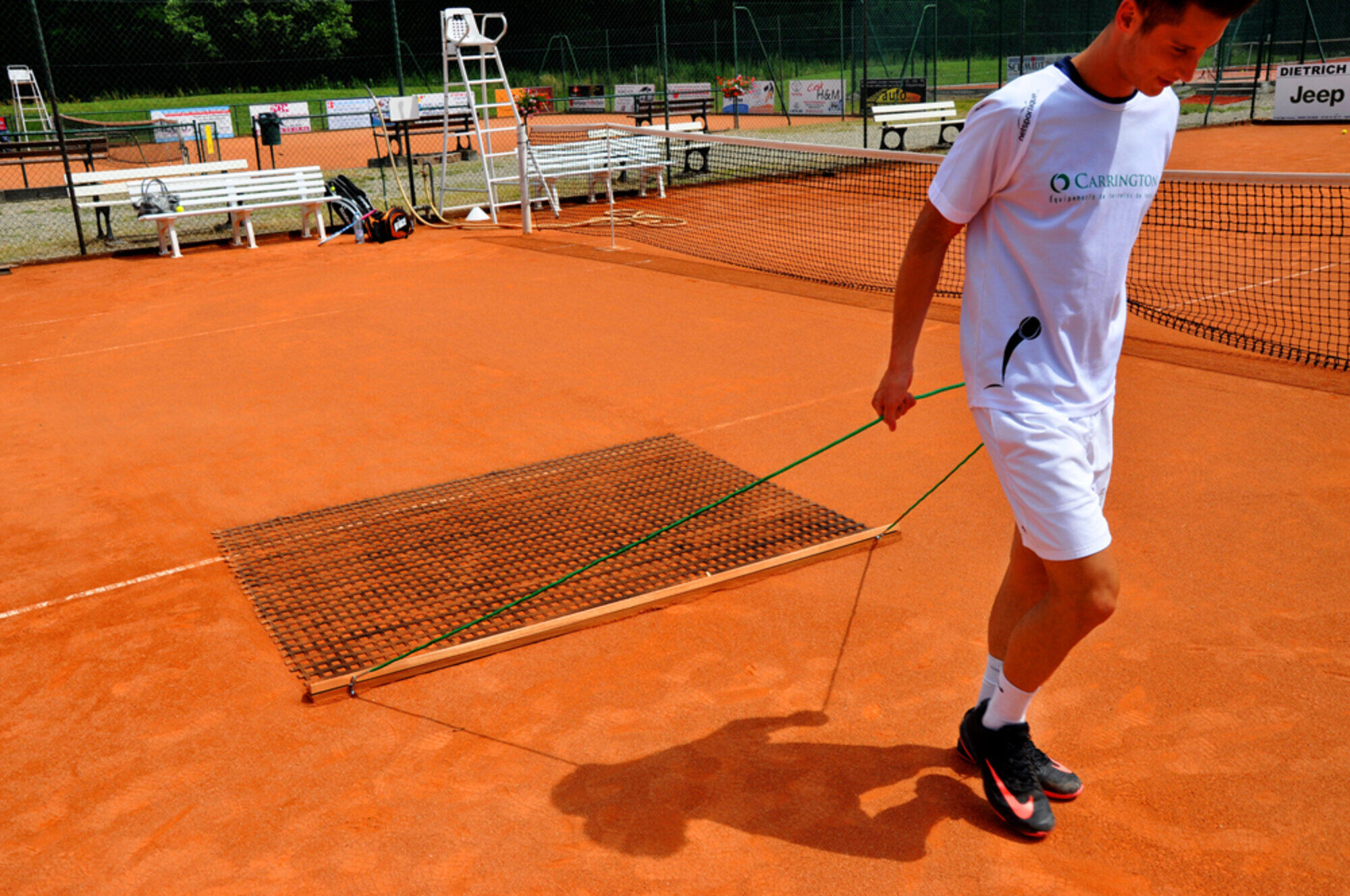 Tennisnetz Schleppleine aus Holz einfach Carrington 2/4