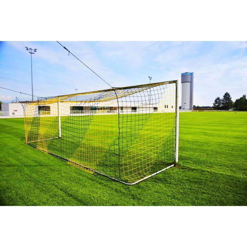 Rede de futebol de 11 3mm - Amarelo e preto - Para baliza 7,32 x 2,44 x 2 x 2 m