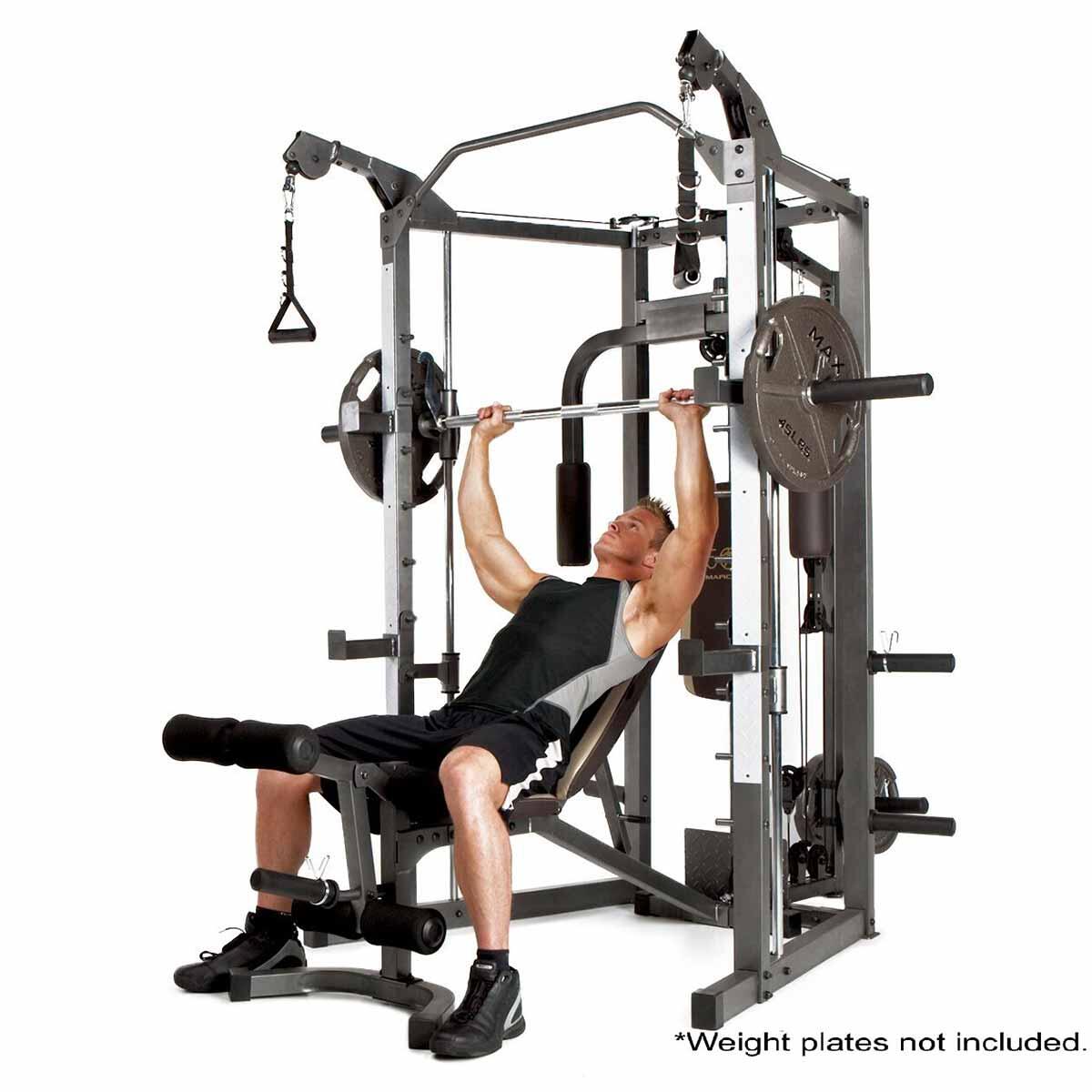 MARCY SM4008 DELUXE SMITH MACHINE HOME GYM WITH WEIGHT BENCH 4/7