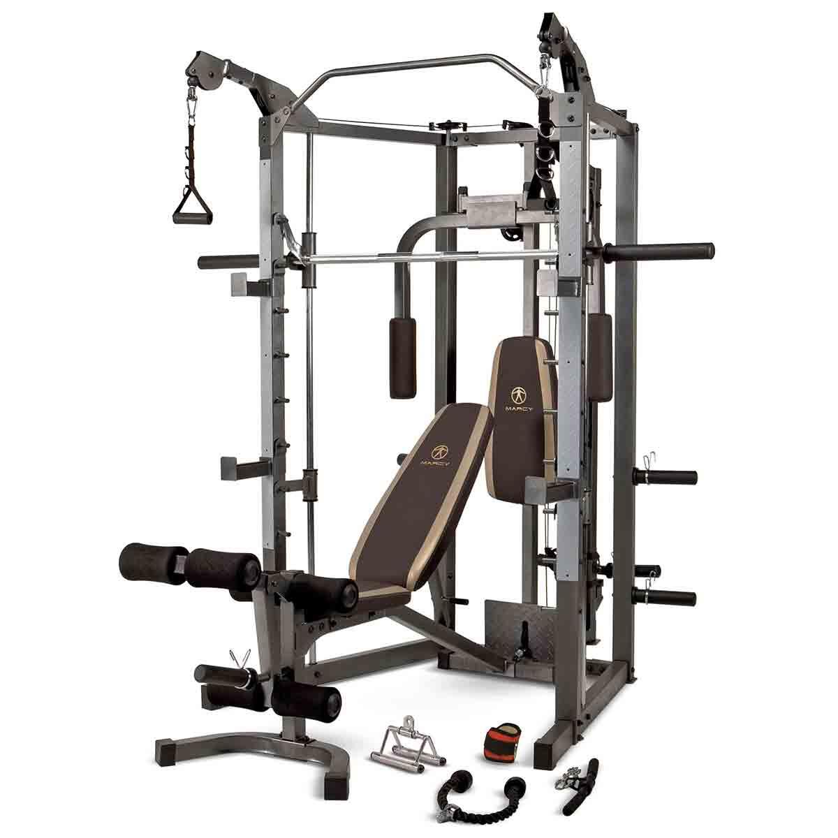 MARCY MARCY SM4008 DELUXE SMITH MACHINE HOME GYM WITH WEIGHT BENCH