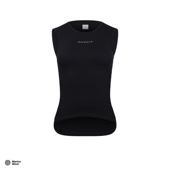 Maglia intima senza maniche da ciclismo da donna Merino Nero