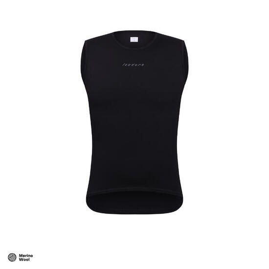 Maglia intima senza maniche da ciclismo da uomo Merino Nero