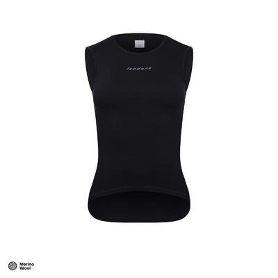 Maglia intima senza maniche da ciclismo da donna Merino Nero