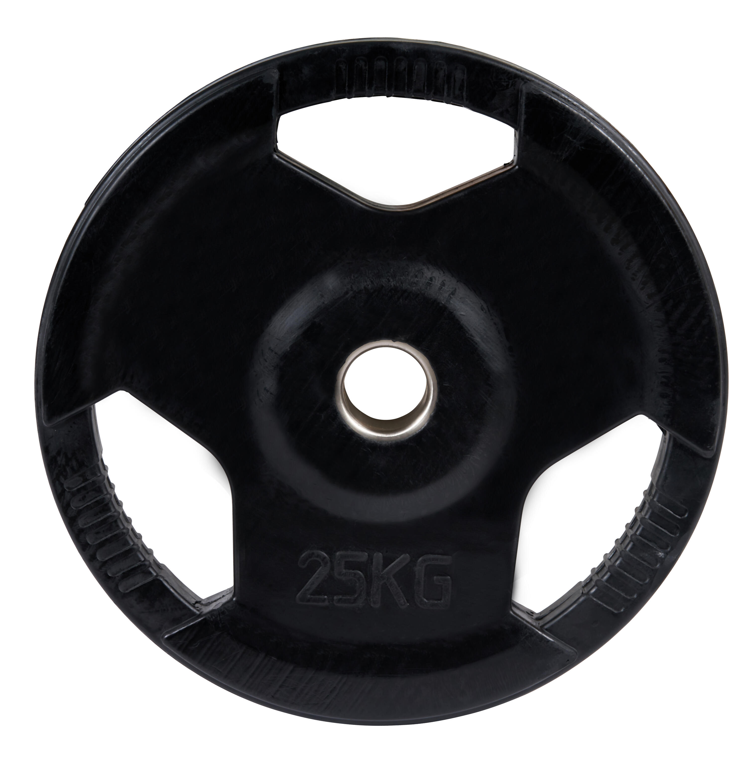 Hantelscheibe Wettkampf, gummiert, 50 mm 25 kg Gewichtheben Unisex Schwarz 3/4