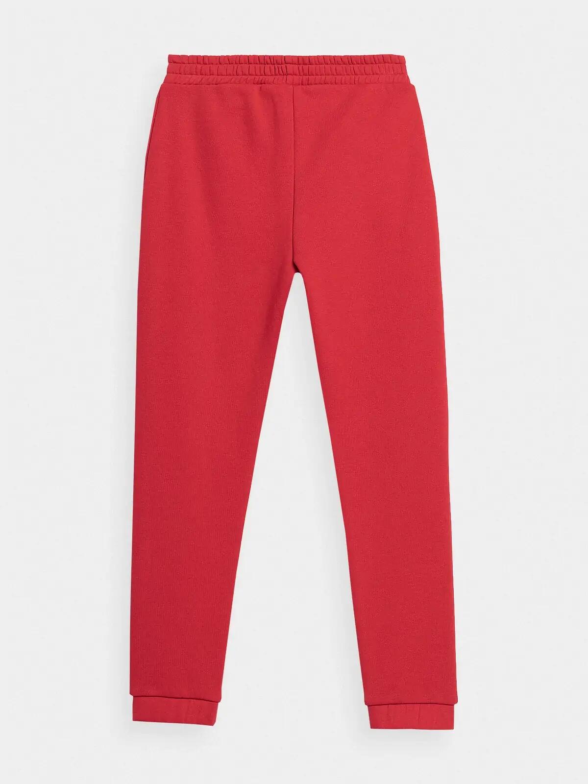 Pantaloni jogger molton fete 4F JSPDD002 roșu 152 2/5