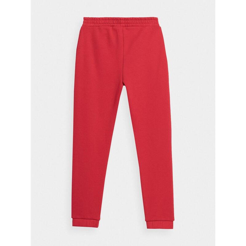 Pantaloni jogger molton fete 4F JSPDD002 roșu 152