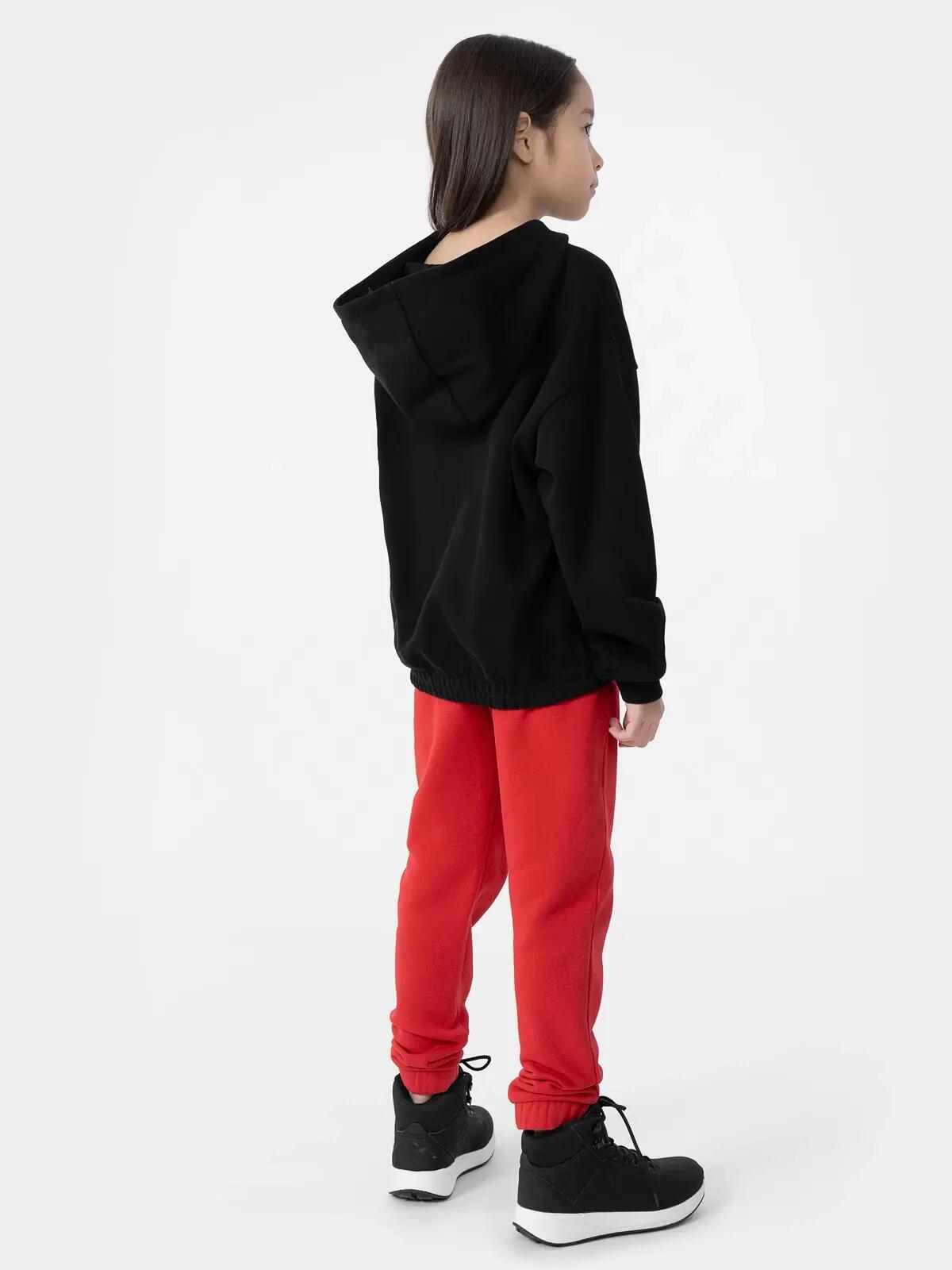 Pantaloni jogger molton fete 4F JSPDD002 roșu 152 4/5