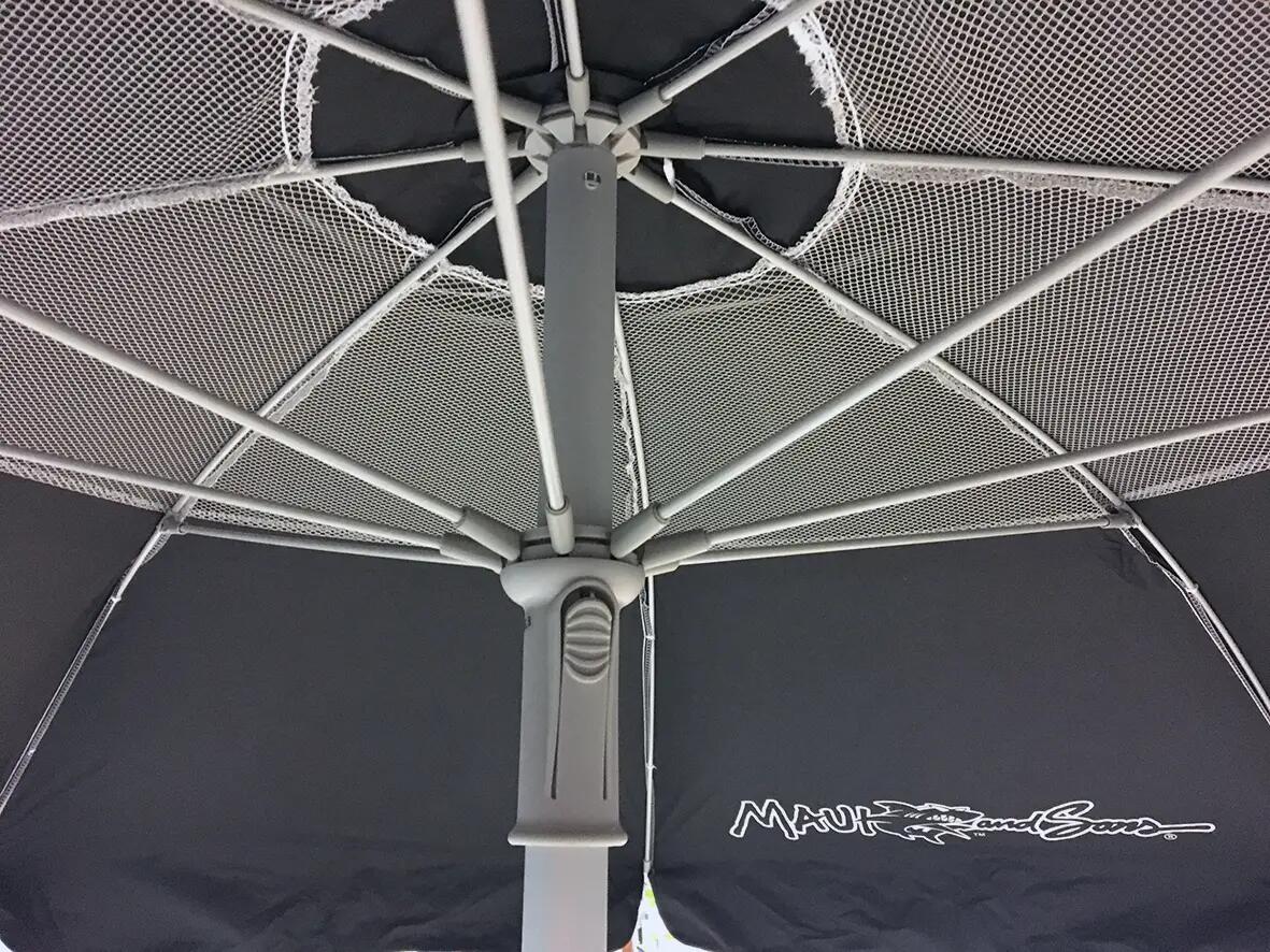 Umbrelă plajă Maui & Sons 190 cm, UPF 50+, Gri/Negru 6/7