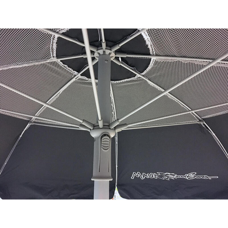 Umbrelă plajă Maui & Sons 190 cm, UPF 50+, Gri/Negru