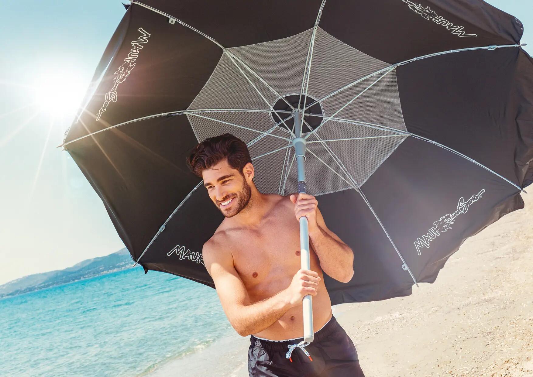 Umbrelă plajă Maui & Sons 190 cm, UPF 50+, Gri/Negru 3/7