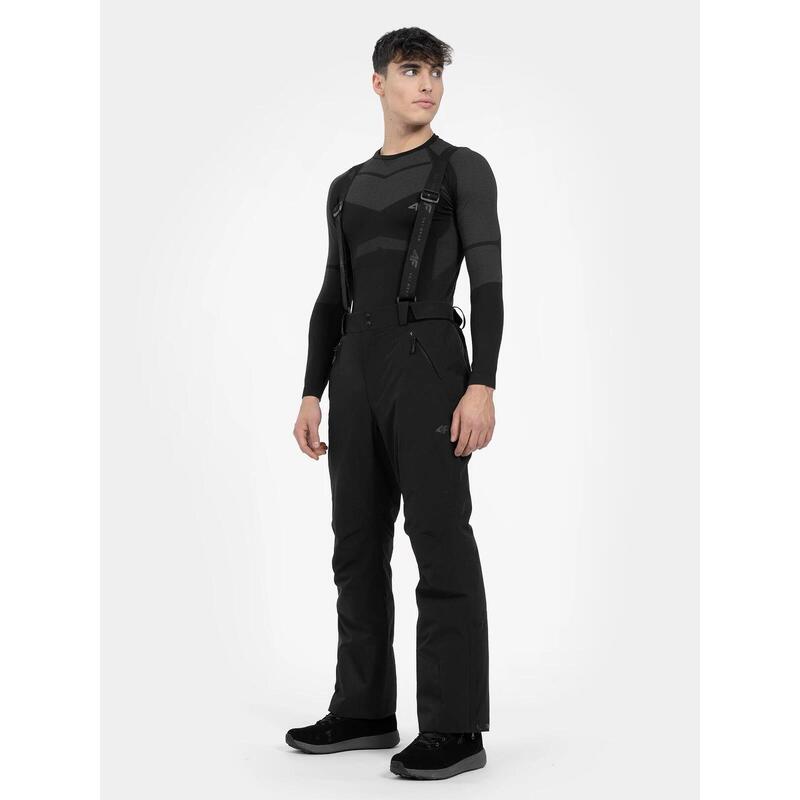 PANTALONI DE SCHI CU BRETELE MEMBRANA 10 000 PENTRU BĂRBAȚI, Negru, M