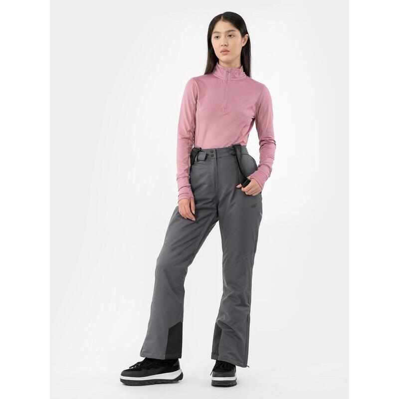 PANTALONI DE SCHI CU BRETELE MEMBRANA 8 000 PENTRU FEMEI, gri inchis, XS