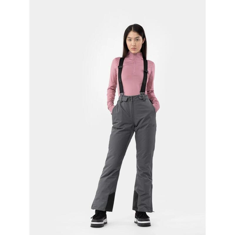 PANTALONI DE SCHI CU BRETELE MEMBRANA 8 000 PENTRU FEMEI, gri inchis, XL