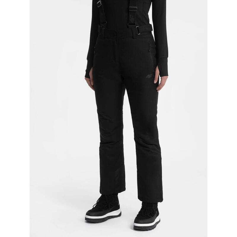 PANTALONI DE SCHI CU BRETELE MEMBRANA 5 000 PENTRU FEMEI, Negru, M