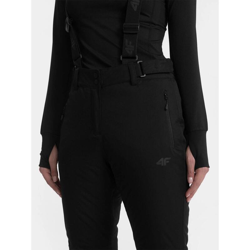 PANTALONI DE SCHI CU BRETELE MEMBRANA 5 000 PENTRU FEMEI, Negru, M