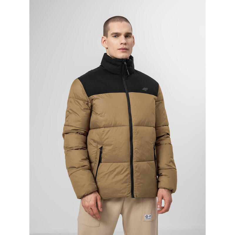 Geacă matlasată din puf sintetic pentru bărbați, maro deschis, 3XL