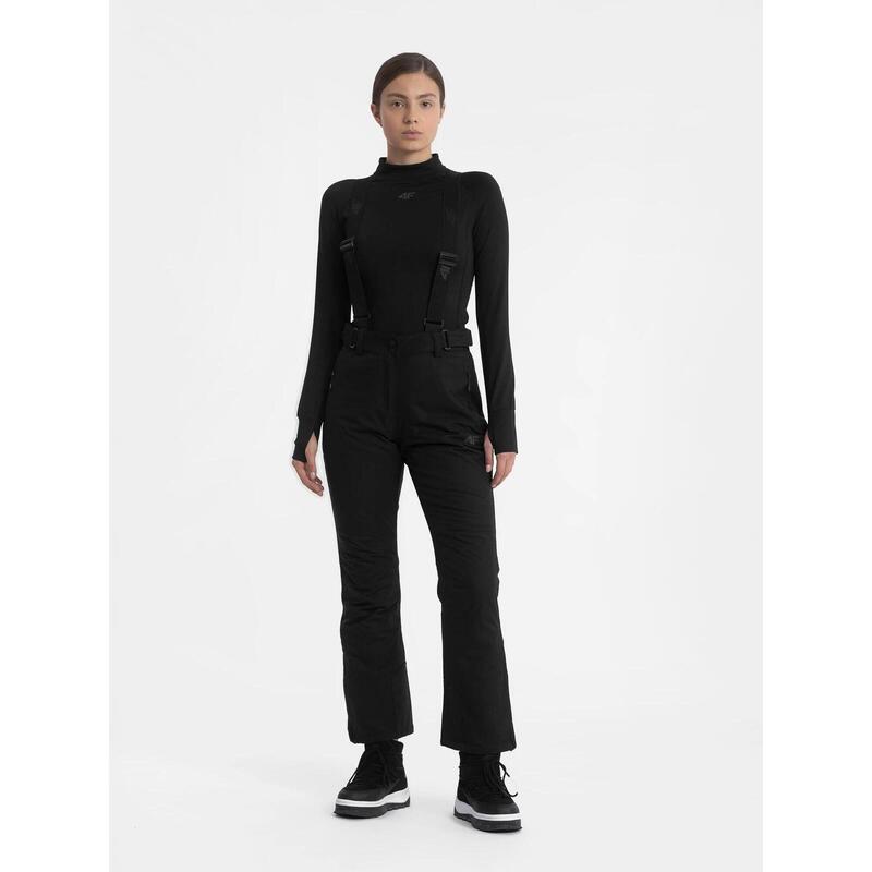 PANTALONI DE SCHI CU BRETELE MEMBRANA 5 000 PENTRU FEMEI, Negru, M