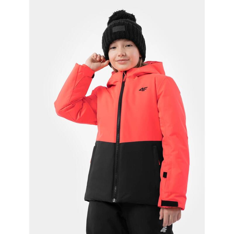 Geaca schi  pentru fete 4F JKUDN001, membrana 5000, CORAL NEON, 158