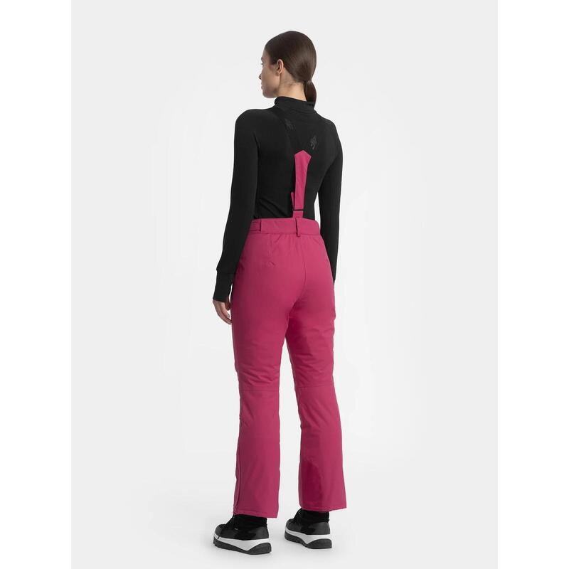 PANTALONI DE SCHI CU BRETELE MEMBRANA 5 000 PENTRU FEMEI, Roz, L