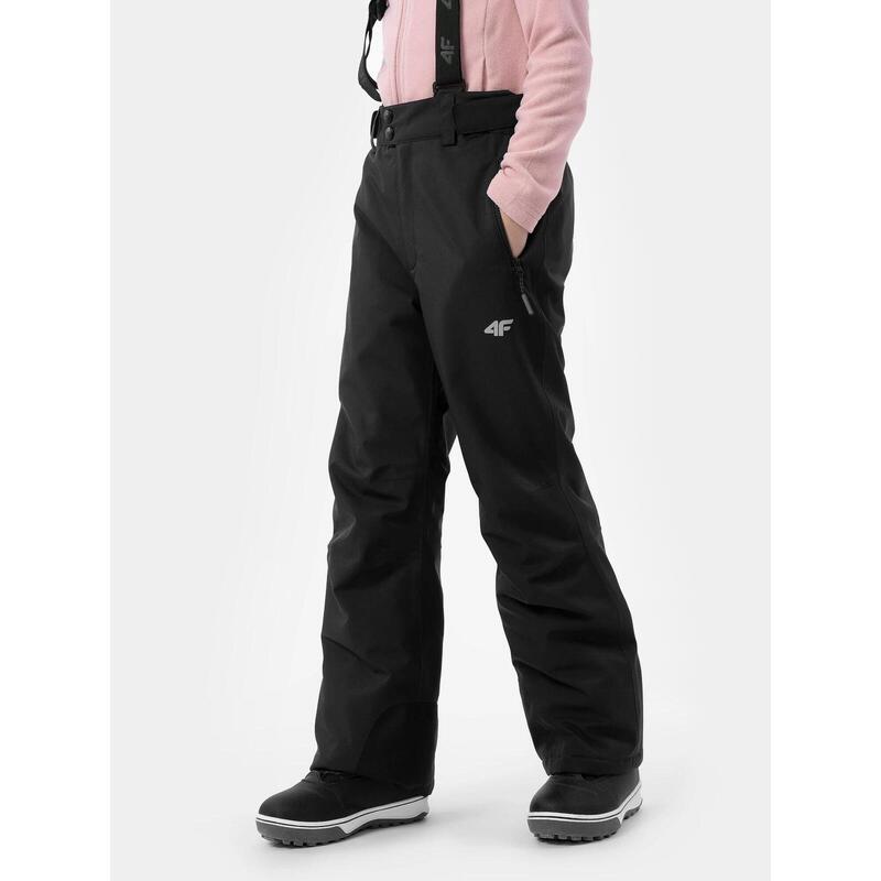 Pantaloni Schi pentru fete 4f JSPDN001, membrana 8000, Negru, 140