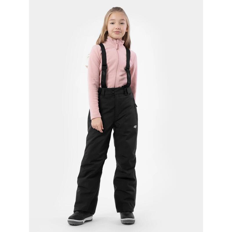 Pantaloni Schi pentru fete 4f JSPDN001, membrana 8000, Negru, 140