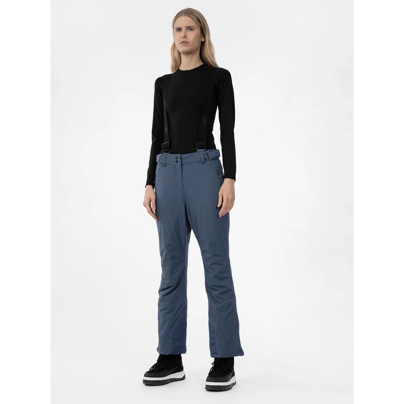 PANTALONI DE SCHI CU BRETELE MEMBRANA 5 000 PENTRU FEMEI, Denim, XS