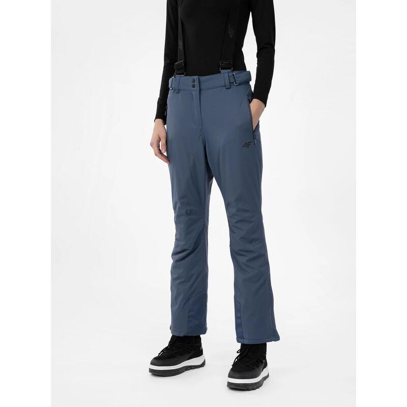 PANTALONI DE SCHI CU BRETELE MEMBRANA 5 000 PENTRU FEMEI, Denim, XS