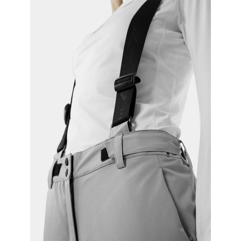 PANTALONI DE SCHI CU BRETELE MEMBRANA 8 000 PENTRU FEMEI, Gri, M