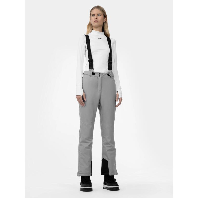 PANTALONI DE SCHI CU BRETELE MEMBRANA 8 000 PENTRU FEMEI, Gri, L