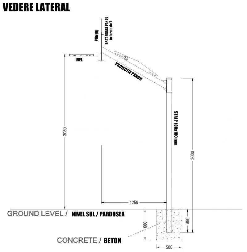 Sistem baschet mono stalp MODEL101, panou fibra 180x105 cm, inel si plasa, cupa 5/10