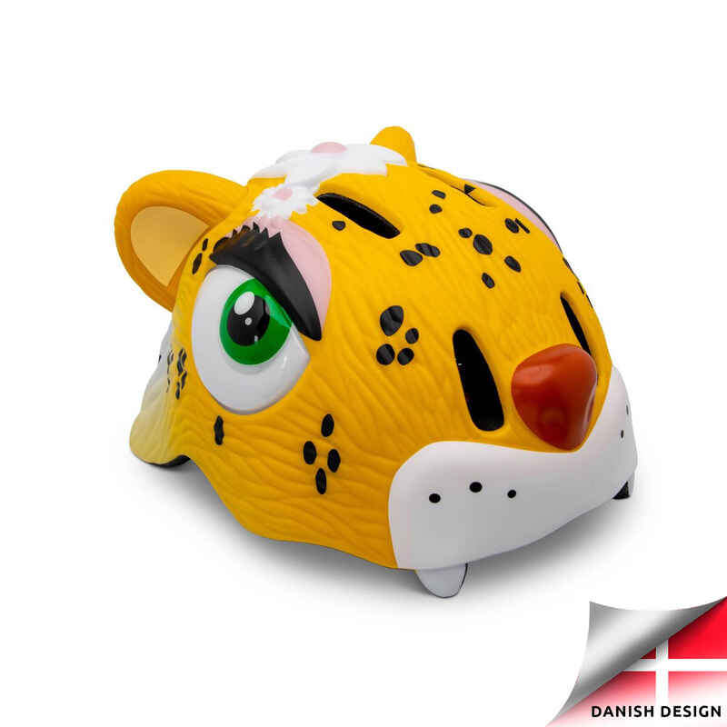 Fahrradhelm für Kinder | Gelber Leopard | Crazy Safety | EN1078 Geprüft