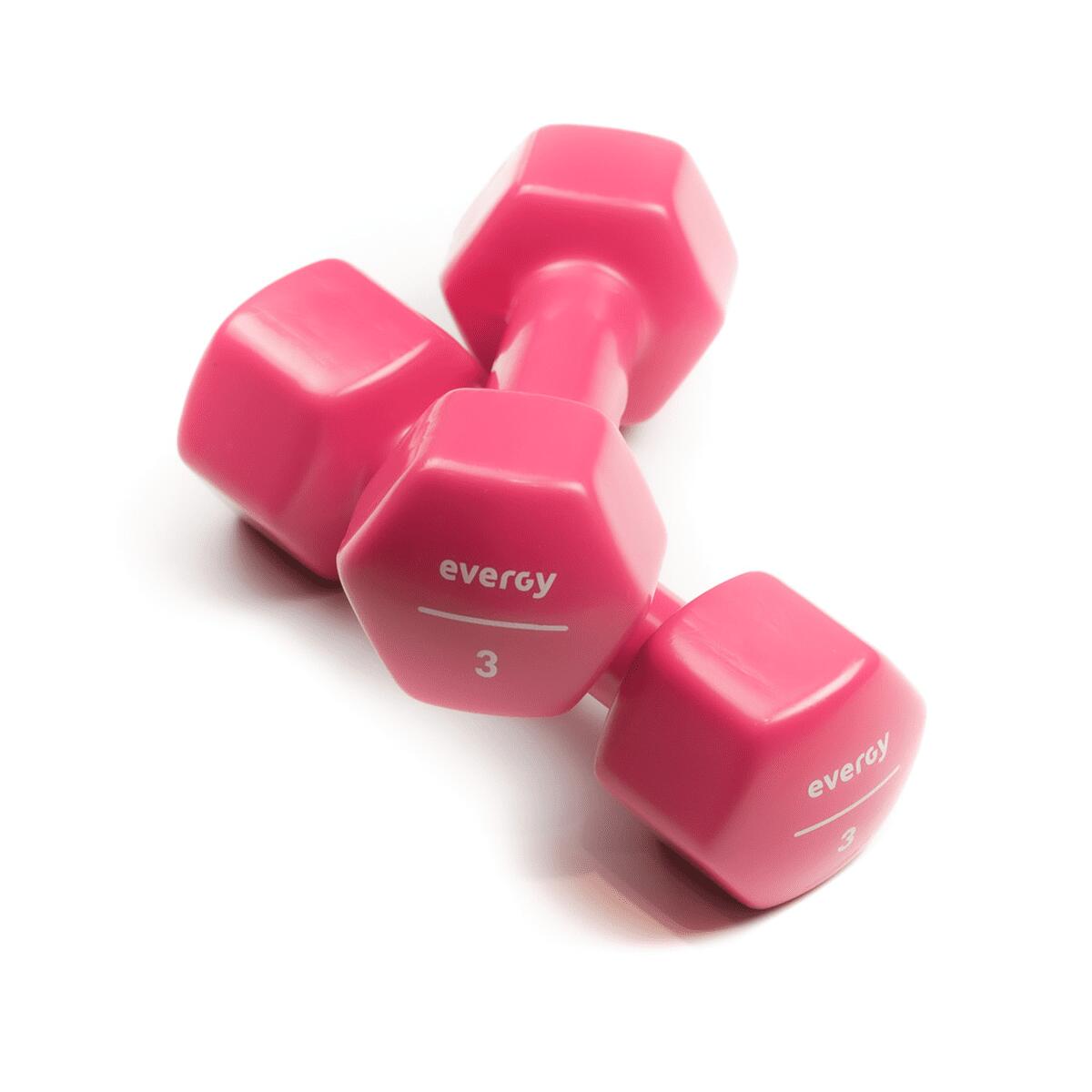 EVERGY MANCUERNAS / PESAS (PAR) 3KG DE VINILO ROSA SET MANCUERNAS