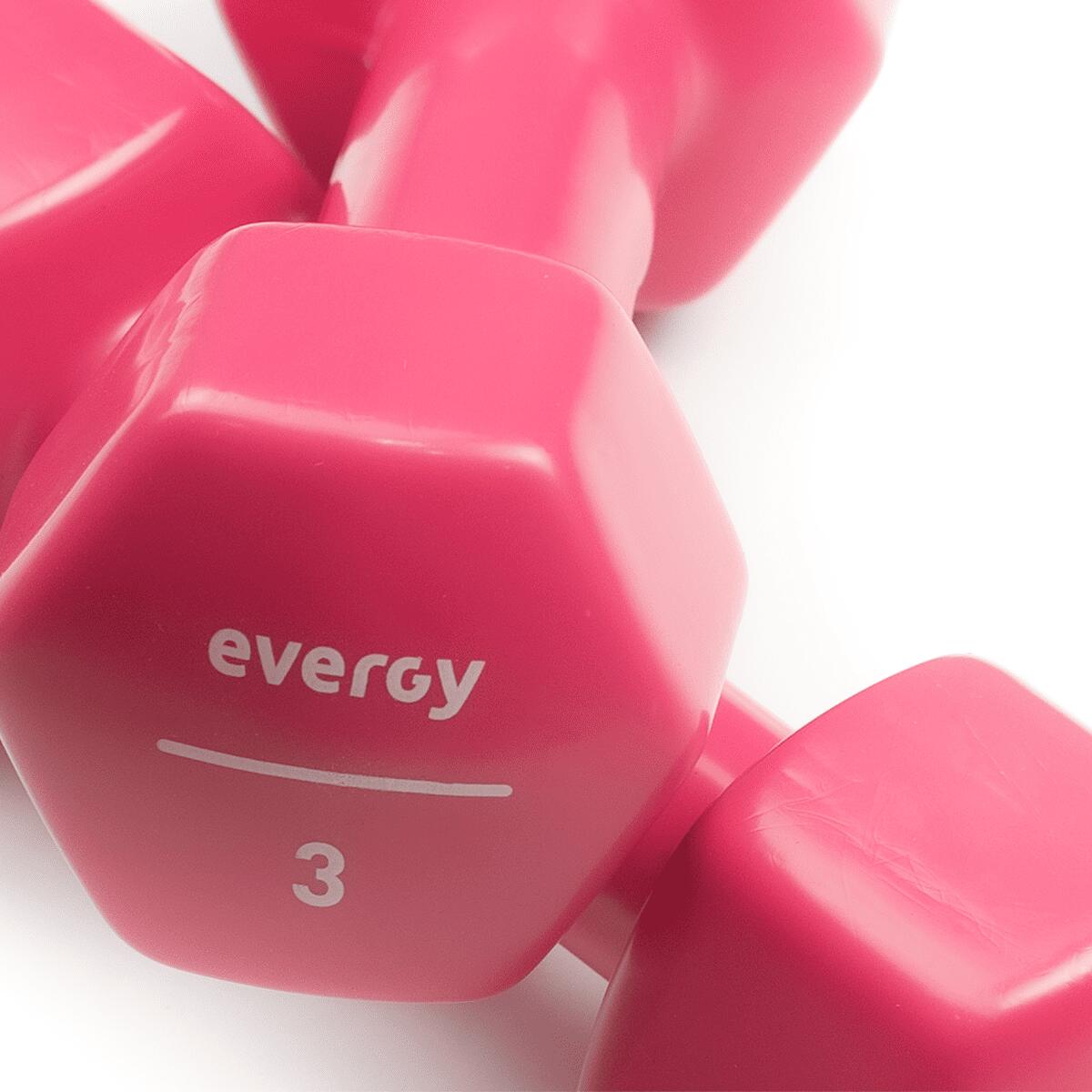 Mancuernas vinilo rosa 3kg (par) set gimnasio 3/6