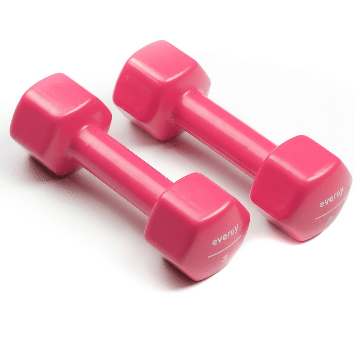Mancuernas vinilo rosa 3kg (par) set gimnasio 2/6