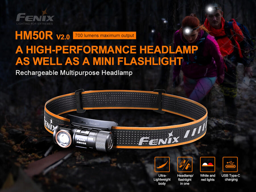 Lampe frontale Fenix HM50R V2.0 700 lm rechargeable USB-C 5/7