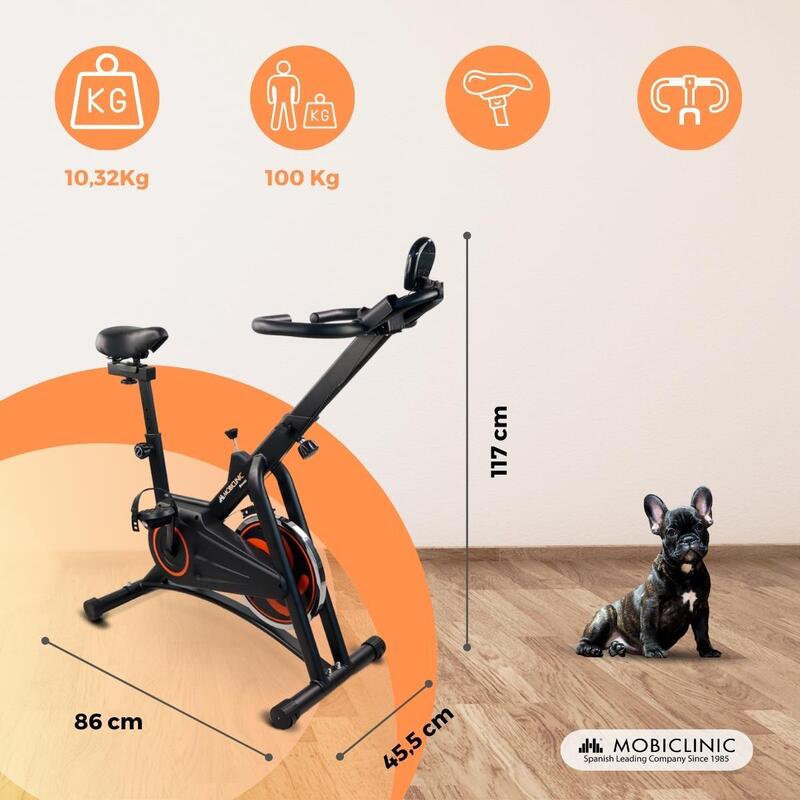 Bicicleta de Spinning Ajustáveis Volante 10 kg Rodas máx. 120 kg Makalu