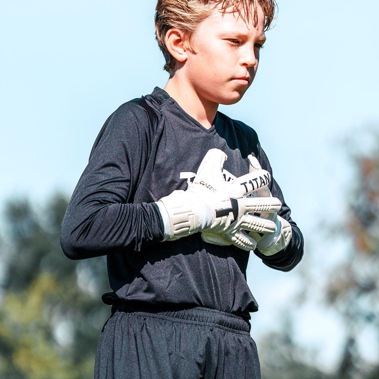 Guanti da Portiere per Bambini Classic 1.0 White Out con Protezioni per le Dita T1TAN Decathlon