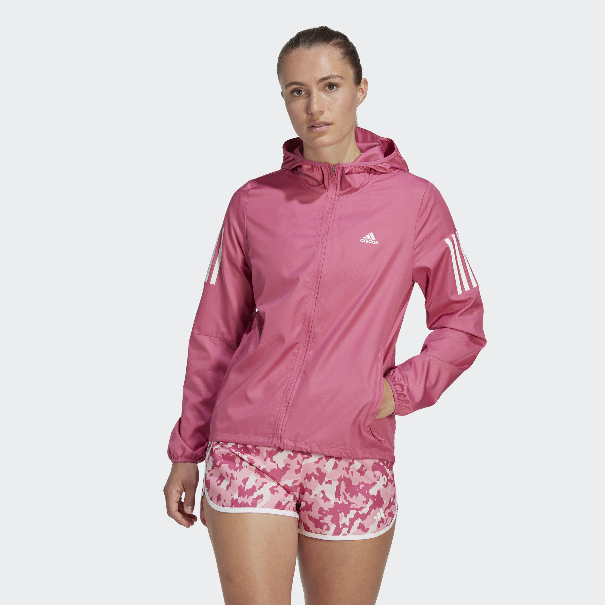 Adidas Rhn Corta Vento Rosa Corta-vento Com Capuz Para Running Own