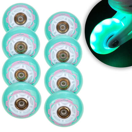 8x LED-lichtgevende wieltjes + Lia PU-rollagers
