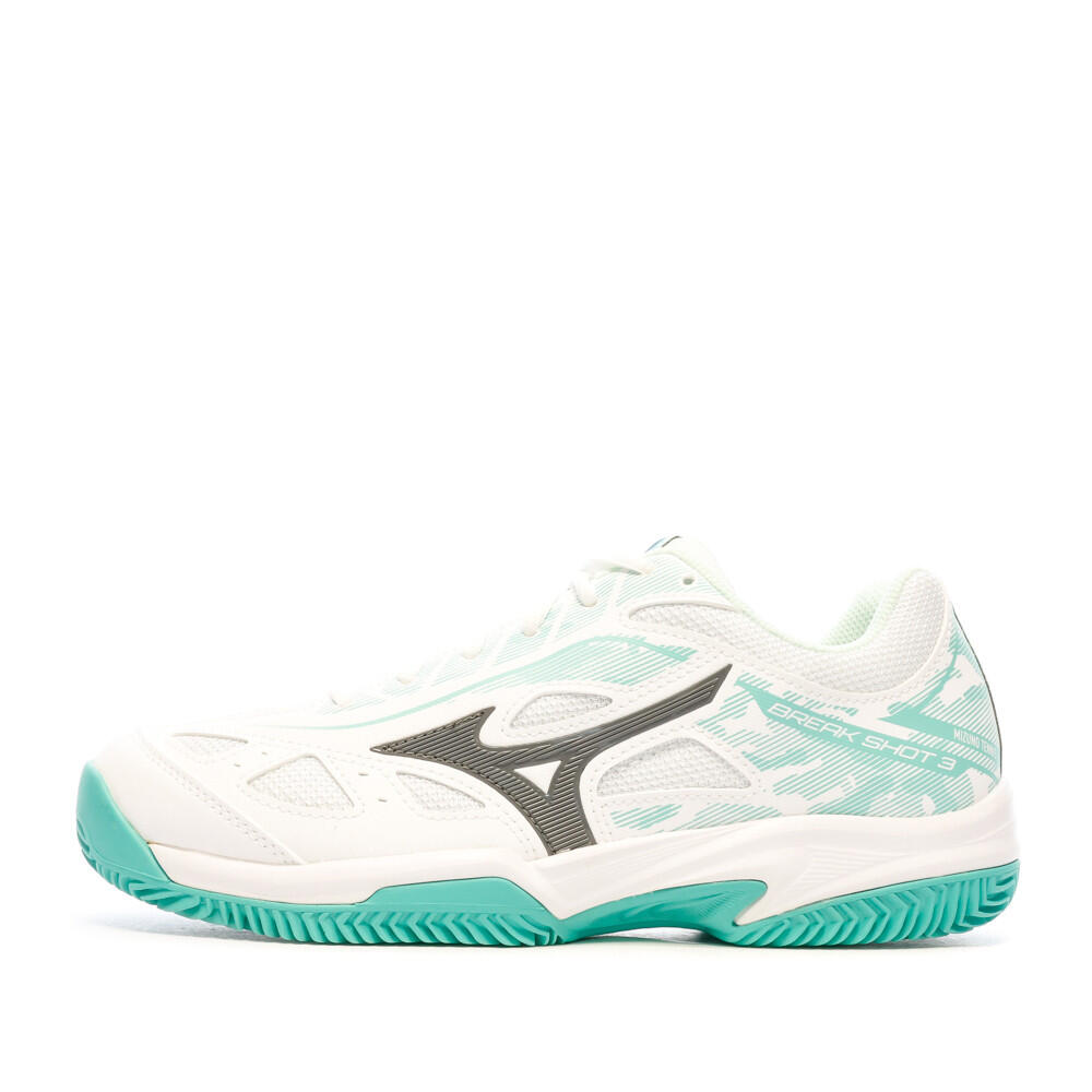 MIZUNO Women's White And Green Mizuno Breakshot 3 Clay Court 61gc212623 Shoes