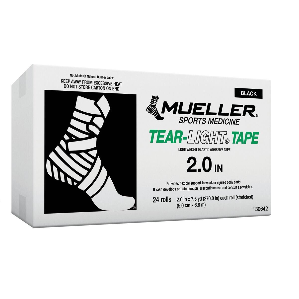 MUELLER Mueller Muscle Support Tear-Light Tape Black 5cm X 6.9m (x24)