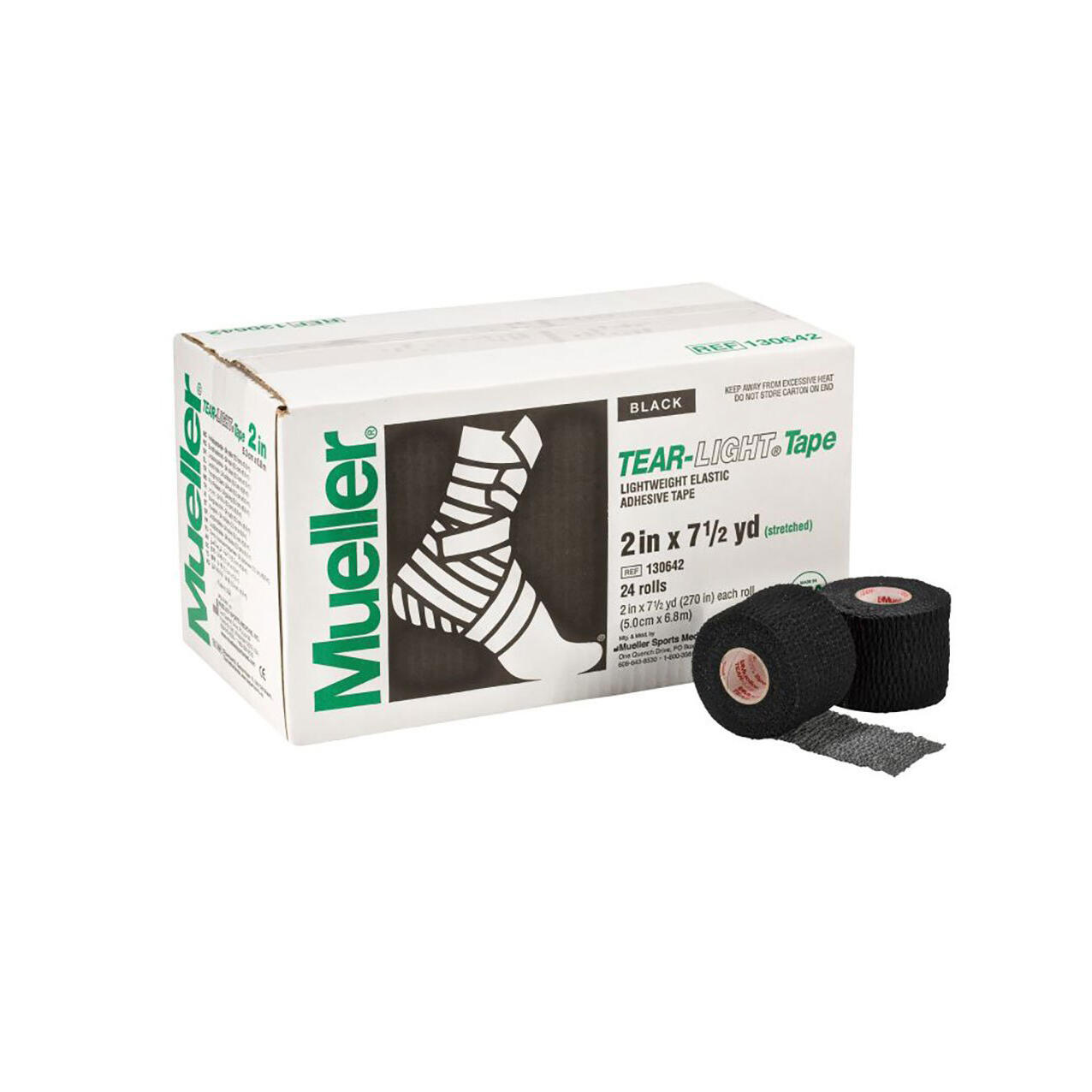 Mueller Muscle Support Tear-Light Tape Black 5cm X 6.9m (x24) 2/3