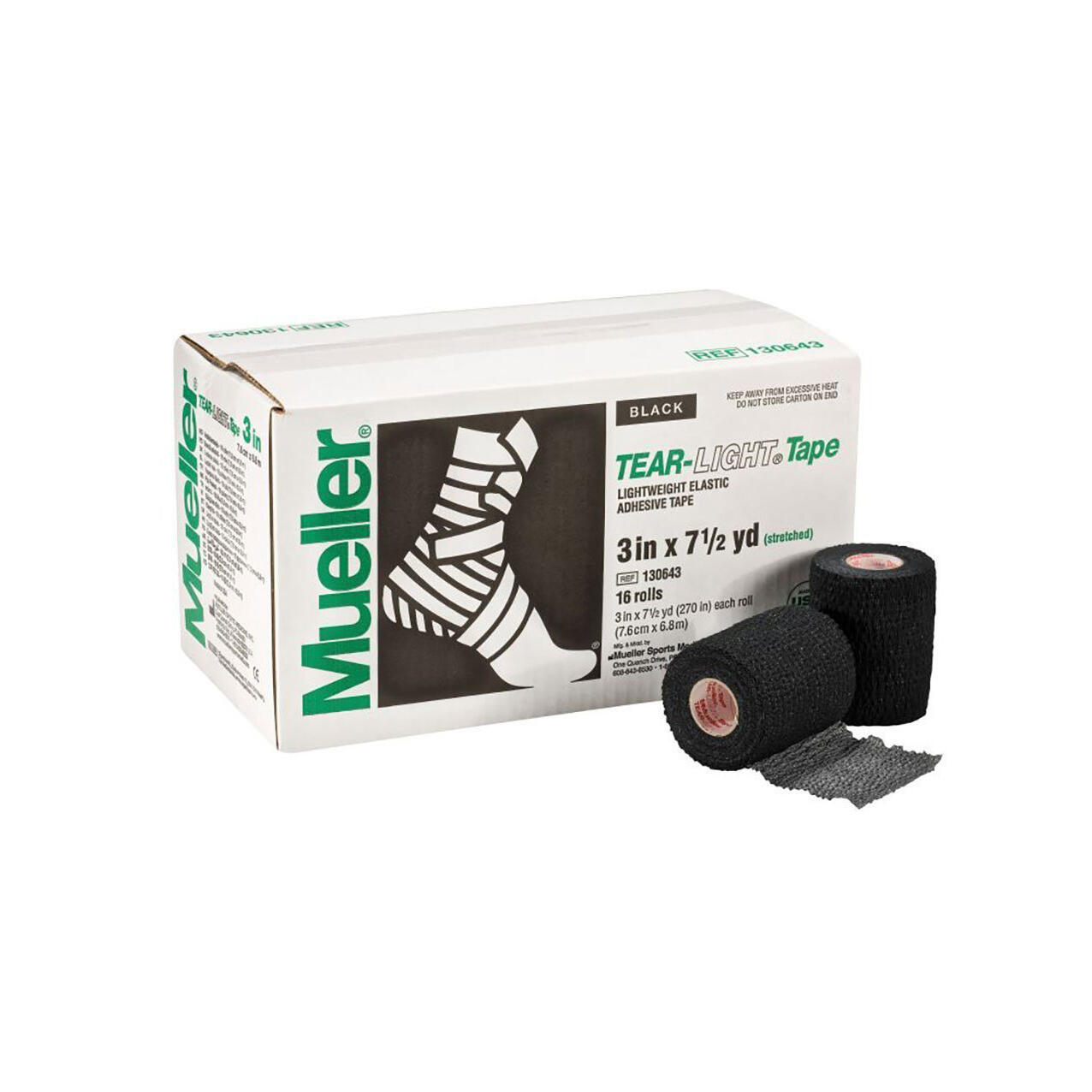 Mueller Muscle Support Tear-Light Tape Black 7.6cm x 6.8m - 16 Rolls 2/2