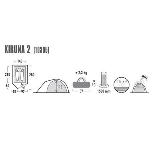 Tente de camping HighPeak Kiruna 2 de couleur bleu-gris
